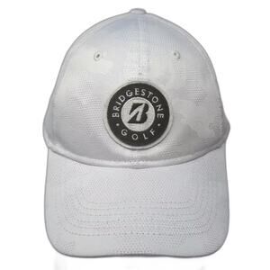 Bridgestone Golf White Black OS Golf Hat Snapback Logo Patch Patterned